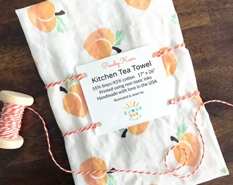 Peach Kitchen Towel - Georgia Gifts - Georgia Dish Towel - Peach Decor - Georgia Housewarming Gift for Her - Georgia Peach Gift - Tea Towel