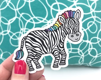 Zebra Vinyl Sticker - Spoonie Gift - Zebra Laptop Sticker - Rare Disease Day, Rare Disease Awareness, Rainbow Zebra Sticker, Chronic Illness