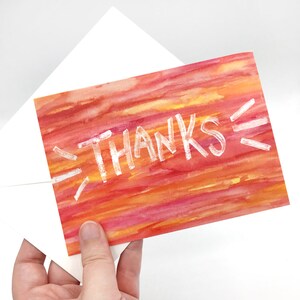 Dank u kaart, schattig briefpapier, Sunset Aquarel wenskaart, lege kaart, eco-vriendelijke kaart, dankbaarheid kaart, dank u opmerking Thanksgiving