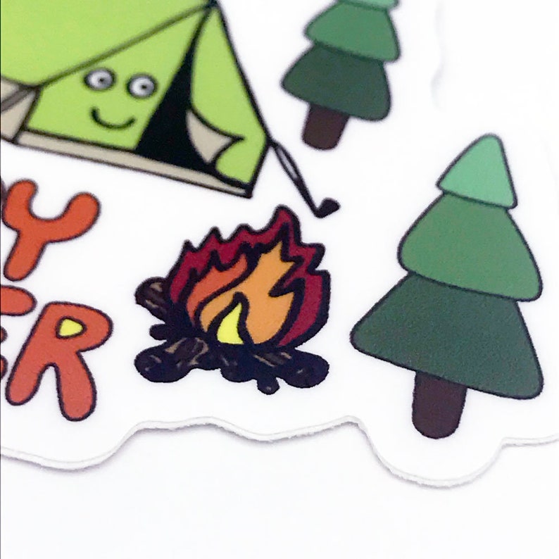 Sticker Over Computer Campera Happy Camper Sticker - Cute Laptop Sticker - Camping Gift for Her ...