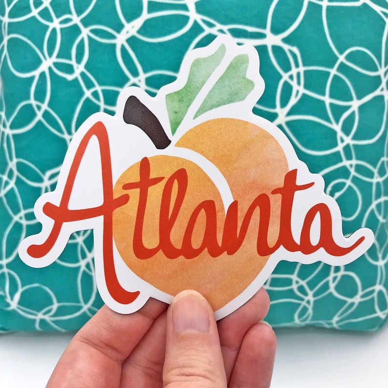 Atlanta Peach Magnet, Atlanta Magnet, Vinyl Magnet, Georgia Peach, Locker Magnet, Car Magnet, Fridge, Housewarming Gift, Stocking Stuffer image 1