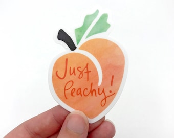 Just Peachy Sticker, Georgia Peach Sticker, Laptop Sticker, Vinyl Sticker, Laptop Decal, Peach Bumper Sticker, Peach Decal Cute Georgia Gift