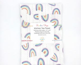 Rainbow Kitchen Towel - Rainbow Gifts - LGBTQ Pride Dish Towel - Rainbow Decor - Rainbow Kitchen Gift for Her - Housewarming Gift - ROYGBIV