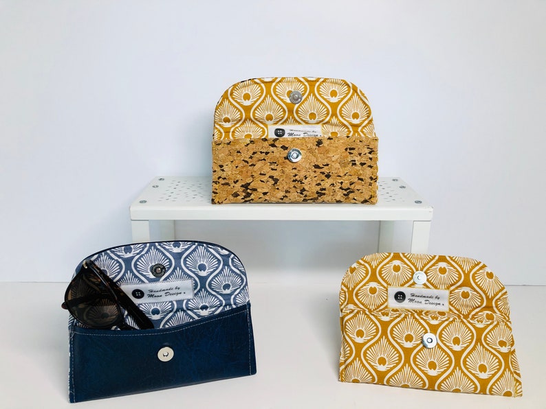 Cork Eyeglass Case Soft Eye glass case Navy Vegan Eyeglass Etsy