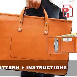 Laser- und PDF-Leder-Laptoptasche und dreifach gefaltetes Brieftaschenmuster