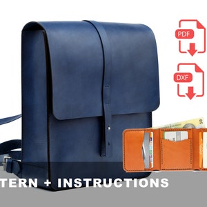Laser and PDF Leather Backpack and Trifold  Wallet Pattern - Instant Download