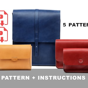 Laser and PDF 5 Leather Bags Pattern Set