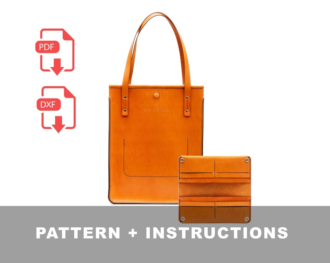Laser and PDF Leather Tote Bag / Long Wallet PDF Pattern Set - Etsy