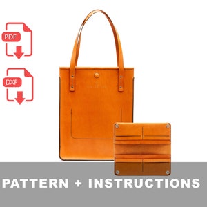 Conjunto de patrones PDF de bolso de mano de cuero láser y PDF / billetera larga
