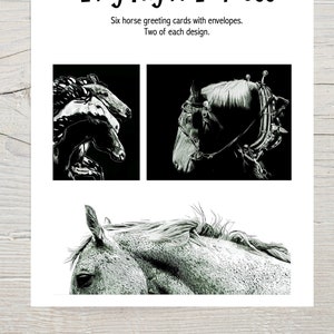 Paquet de 6 cartes pour lettres chevaux avec enveloppes 4,25 x 5,5 po.