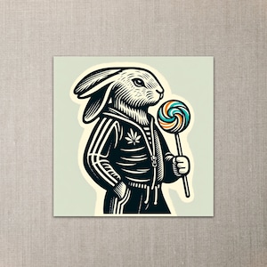 Cool Rabbit with Lollipop, Mini Notes - Paquete de 20 tarjetas planas de 2,5" x 2,5"