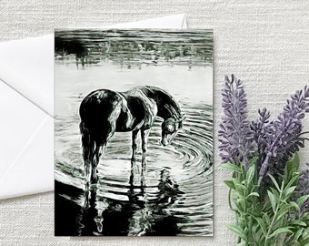 Horse in Stream Notecard with Envelope 4.25" x 5.5"