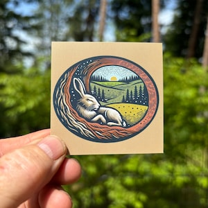 Conejo en la guarida del árbol, mininotas - Paquete de 20 tarjetas planas de 2,5" x 2,5"