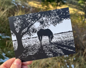 Horse under Tree Notecard with Envelope 4.25" x 5.5" Horizontal