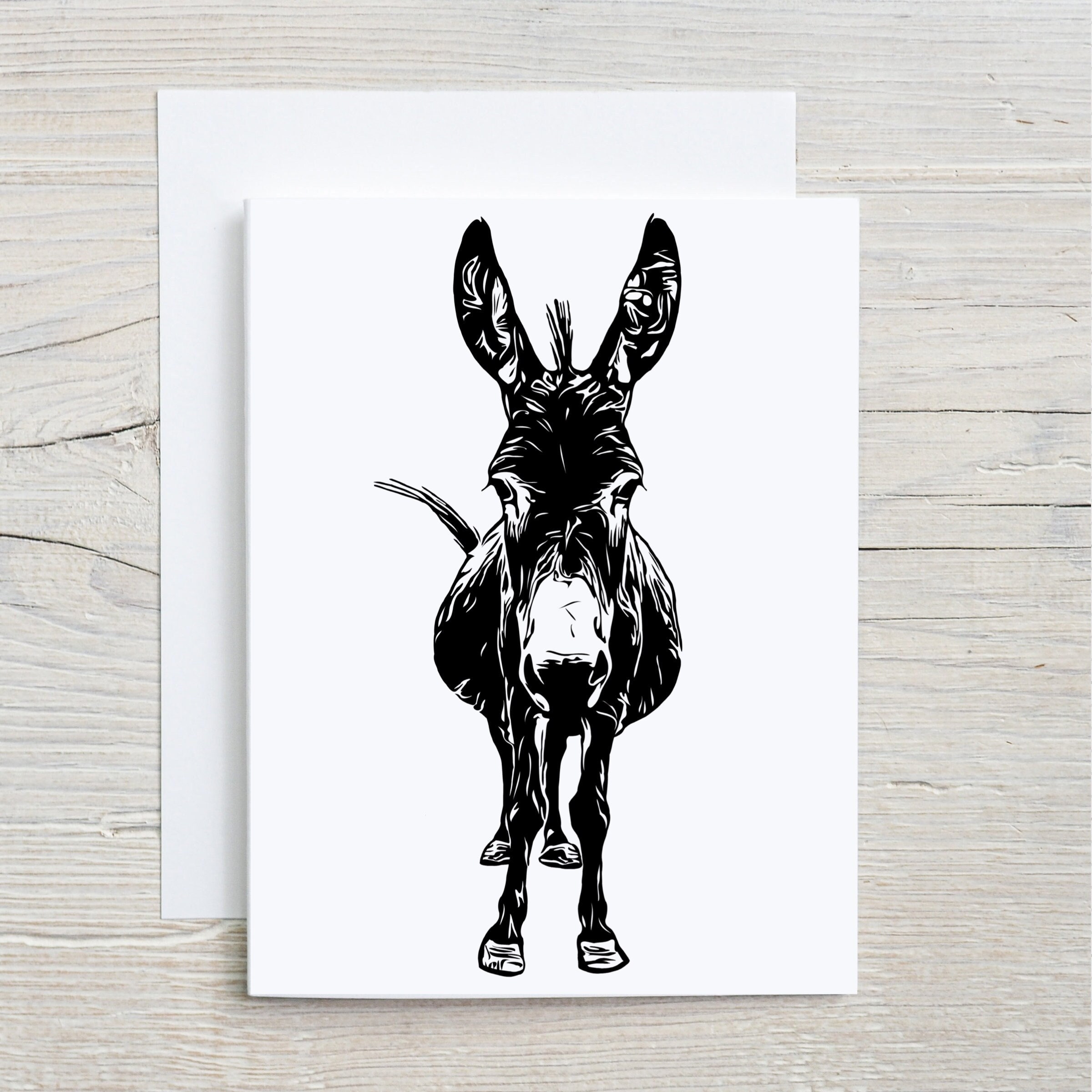Donkey Notecard With Envelope, Black and White Beautiful Artistic ...