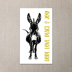 Mini notas navideñas de burro: paquete de 20 tarjetas planas de 2" x 3,5"