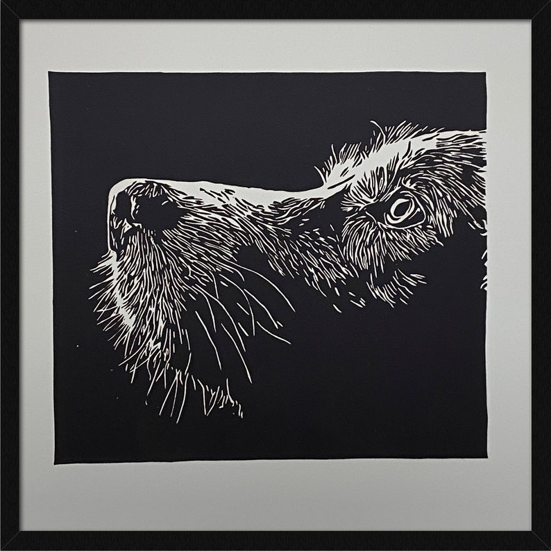Original Dog Linocut Art Print - Etsy