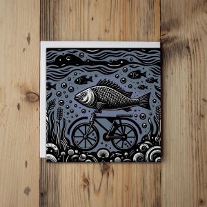Paquet de 6 cartes de correspondance avec des poissons et des enveloppes, 5 x 5 po.