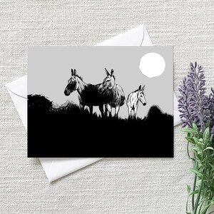 Paquet de 6 cartes pour notes avec enveloppes, Wild Desert Equines