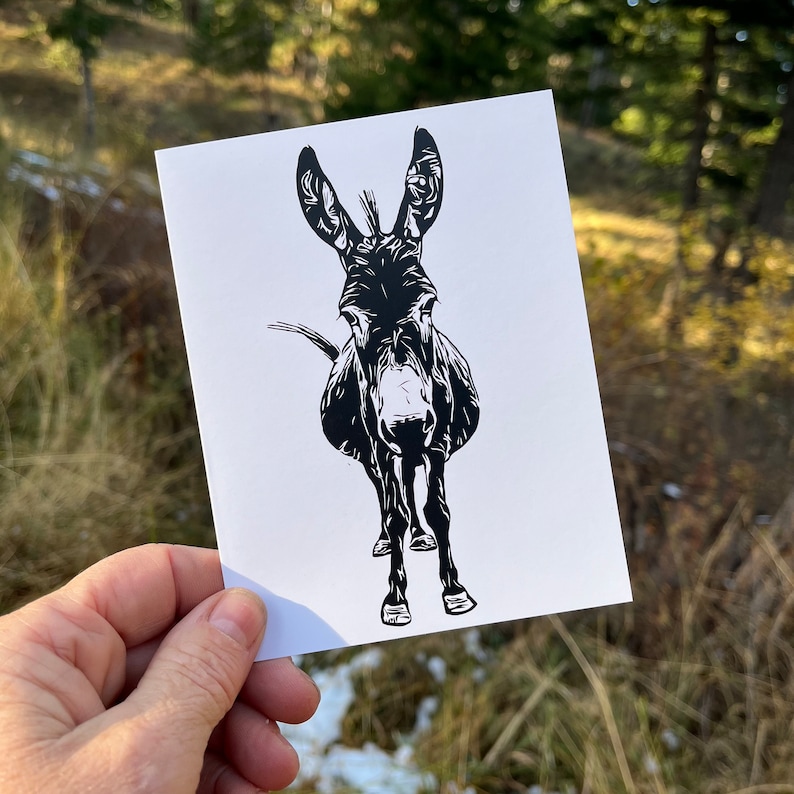 Donkey Notecard With Envelope, Black and White Beautiful Artistic ...