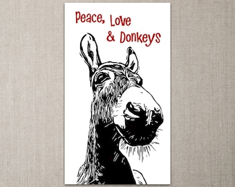 Peace, Love & Donkeys Mini Notes - Package of 20 2" x 3.5" flat cards