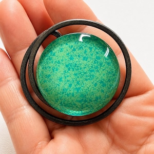 Oversized Coloured Glass Cabochon Statement Ring, Burnished Iron, Boho Artisan Jewellery