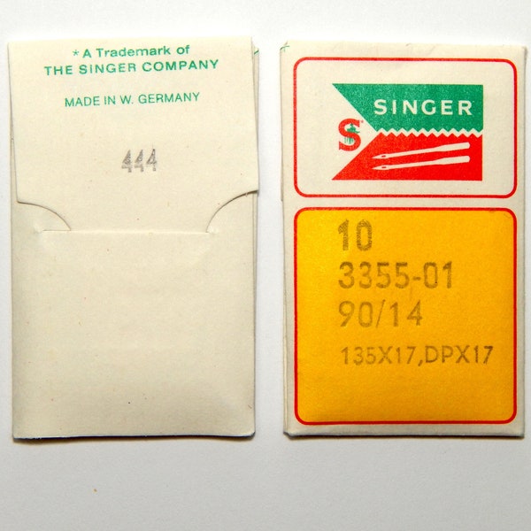 Original Singer machine à coudre ronde tige aiguilles 90/14 Vintage ancien stock aiguilles total de 10 aiguilles Simanco enveloppes