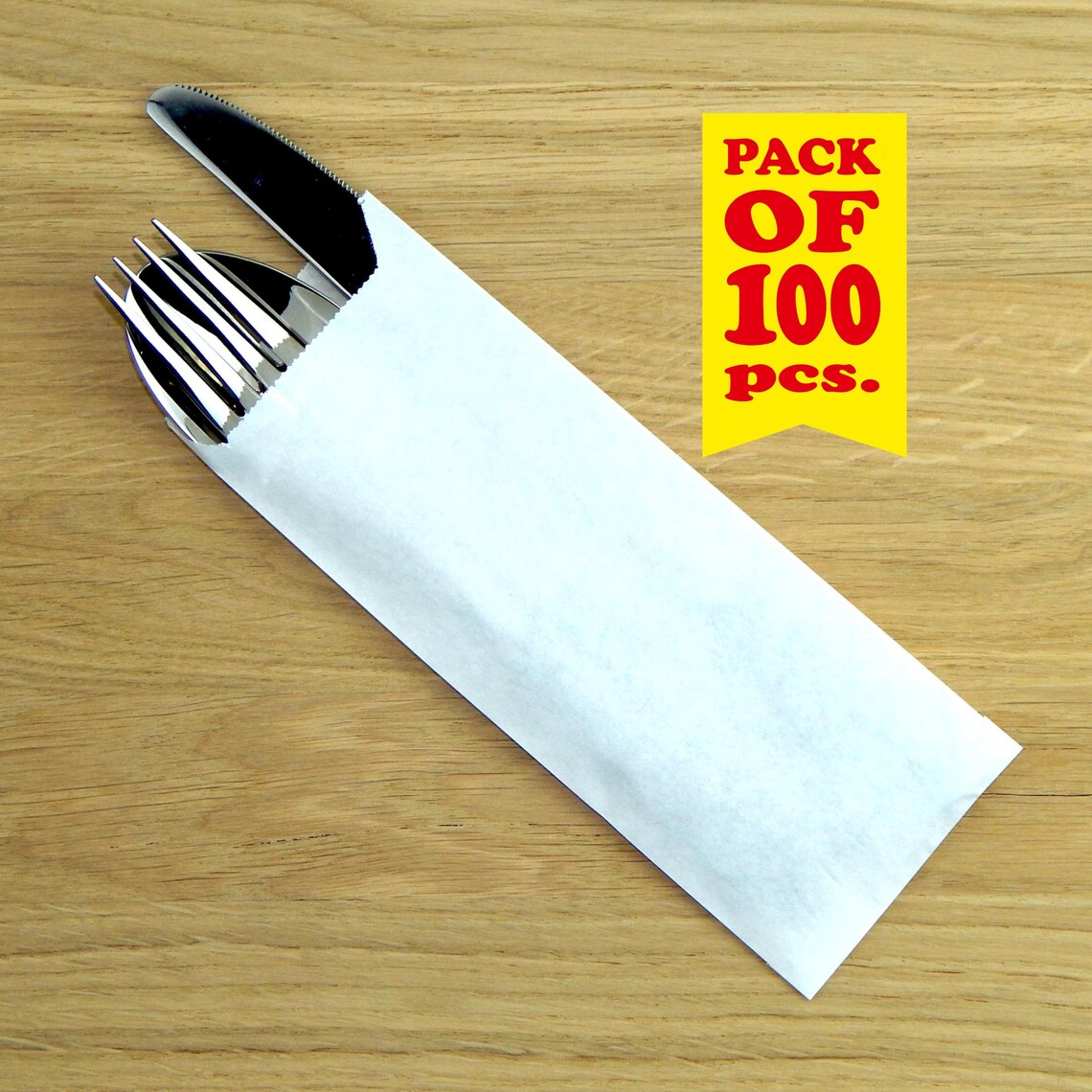 Kraft White Paper Silverware Bags Utensil Holders for Wedding Rehearsal