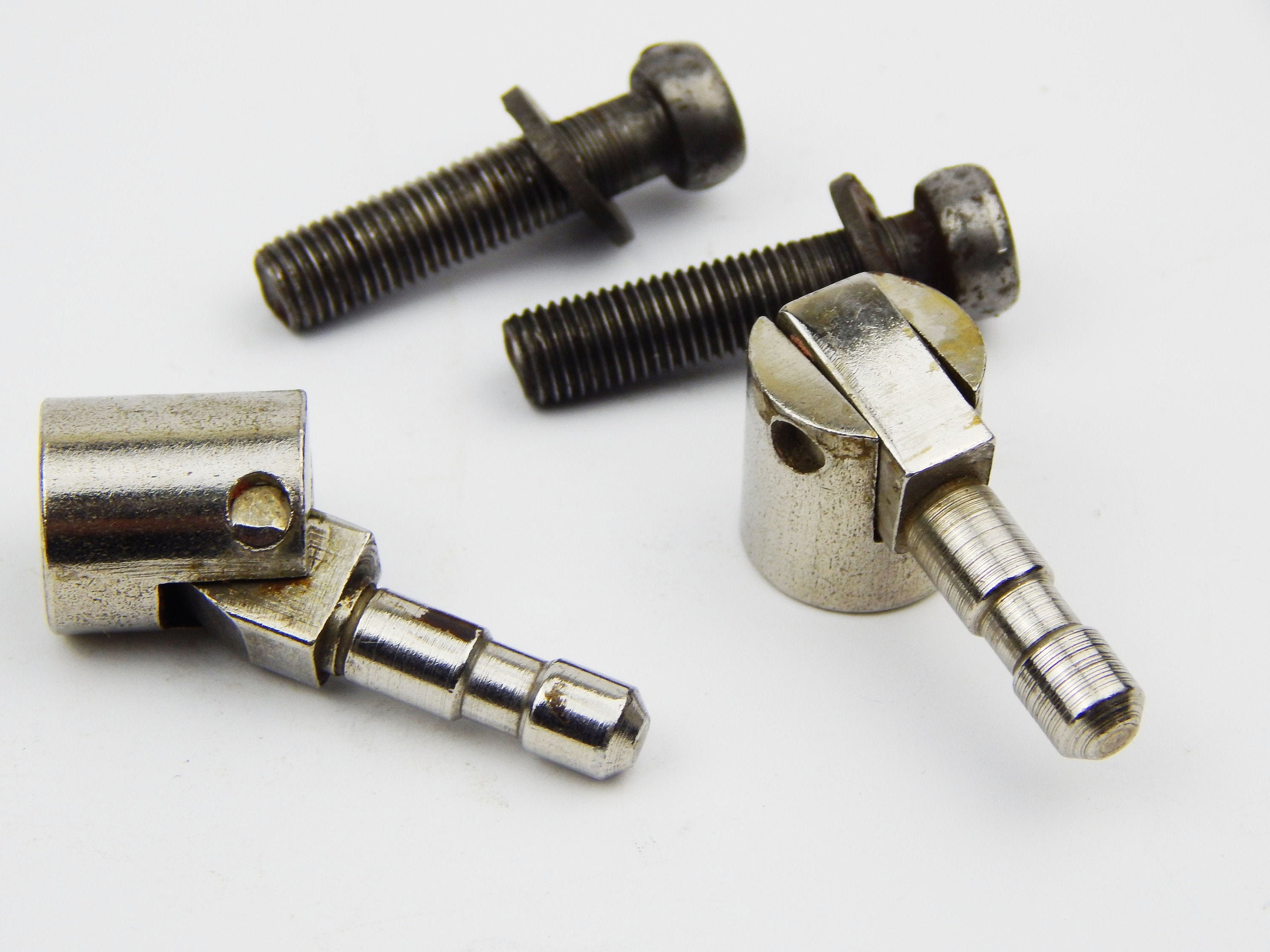Pair of Vintage Singer Bentwood Case Hinges, Complete Set including Set Screws Fits Bases of Full and 3/4 Size Sewing Machine Bentwood Cases