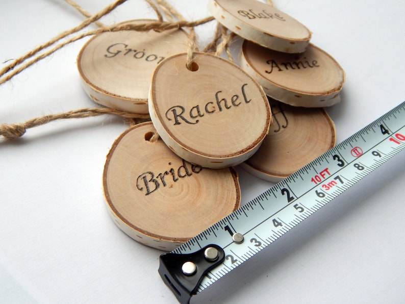 Wooden Name Tag, Wedding Gift Tags, Wooden Hang Tags, Wedding Party