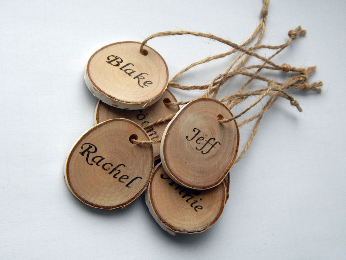 Wooden Name Tag Wedding Gift Tags Wooden Hang Tags Wedding Etsy