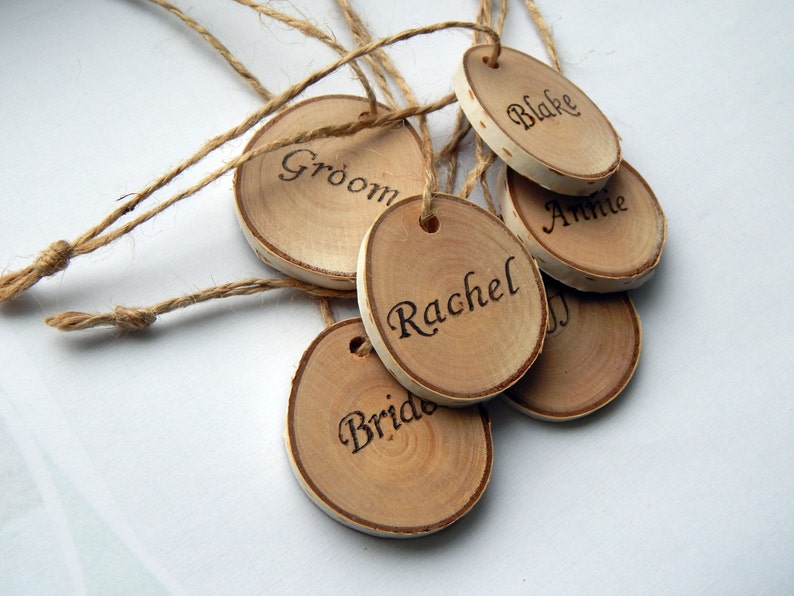 Wooden Name Tag Wedding Gift Tags Wooden Hang Tags Wedding Etsy