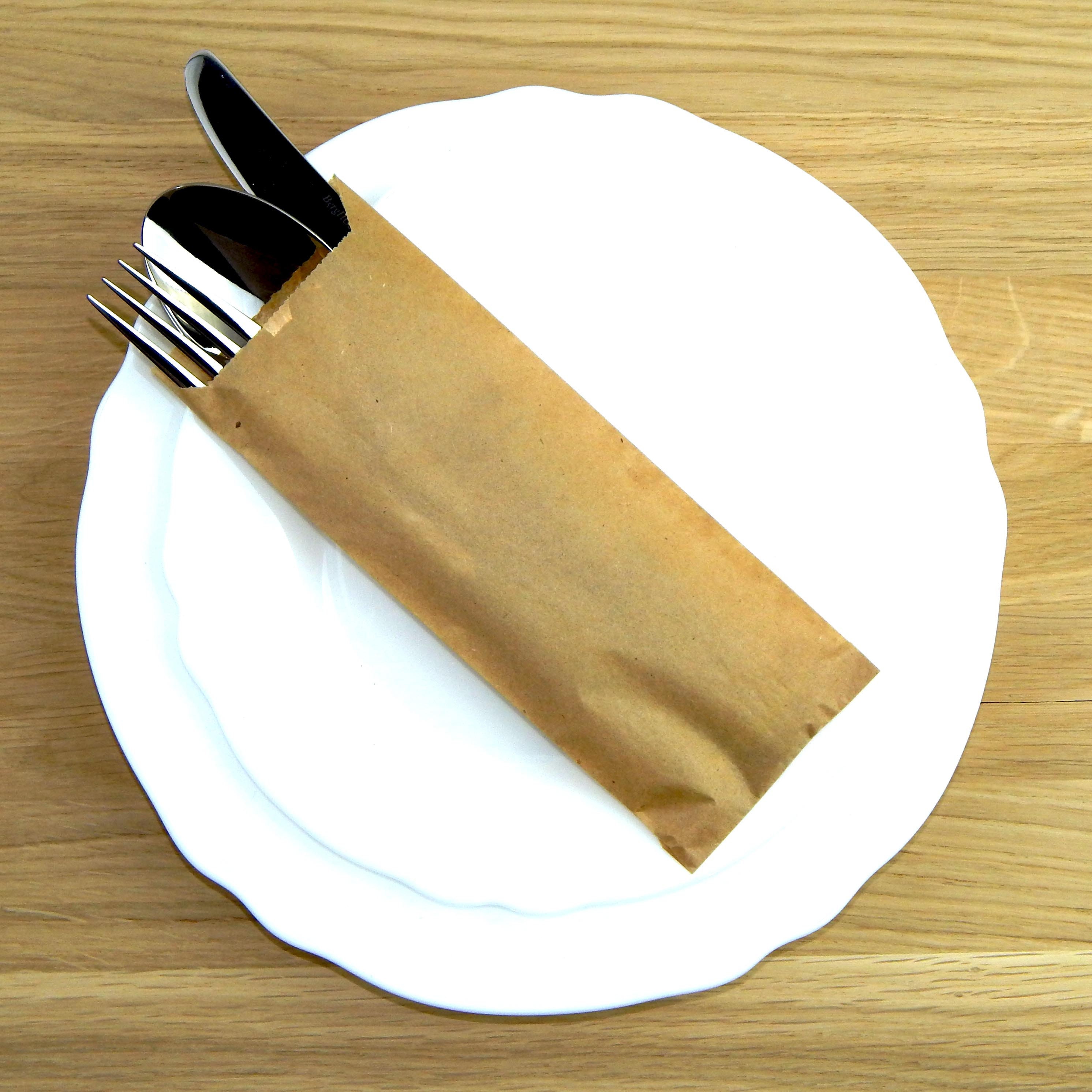 Kraft Brown Paper Silverware Bags Utensil Holders for Wedding Rehearsal