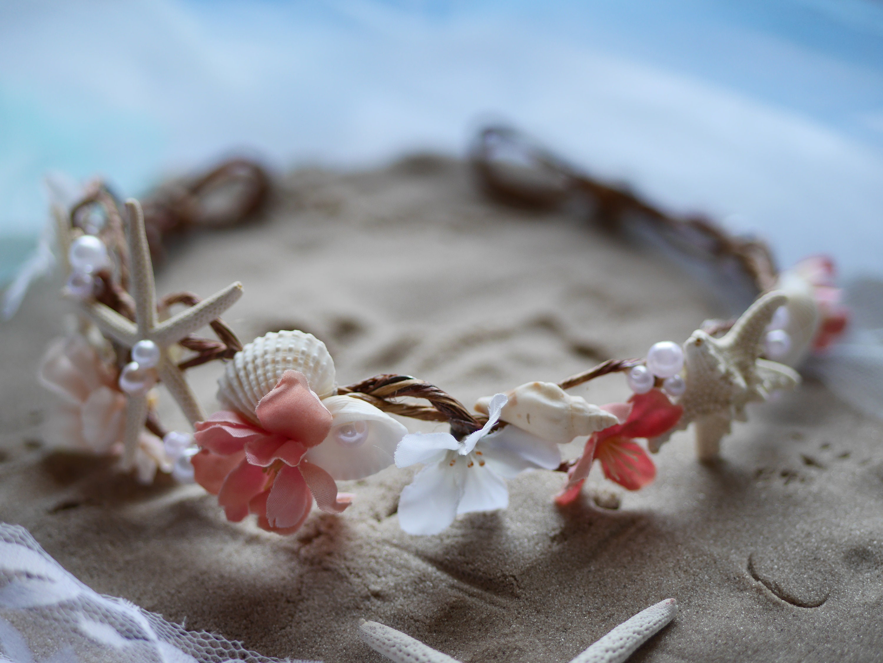Beach Bridal Mermaid Seashell Floral Headband Crown - Etsy