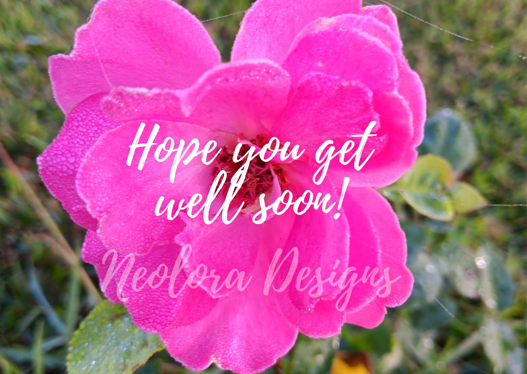 Pink Rose Get Well Soon Card - Etsy