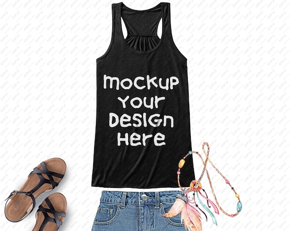 Download Free Womens Tank Top Front Back Mockup Black Racerback ...