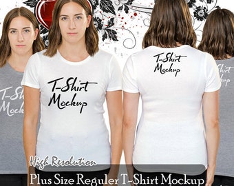 Download Ladies Womens Plus Size Tshirt Mock Up Photoshop File Front Back Apparel Mockup High Resolution Mockup Downloadable Free Realistic 3d Logo Mockup Psd Psd Files Vectors Graphics PSD Mockup Templates