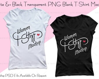 Download Free Tshirt Mockup PNG Transparent | 2 Black & White Tshirts | Styled Photography | 1500X1500 Pixels ~ High Resolution Images | INSTANT DOWNLOAD PSD Template