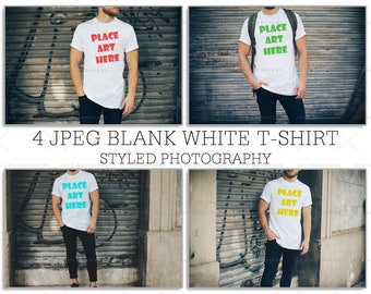Download Free T Shirt Mock Up 4 Jpeg Hires Images Styled Photography White PSD Mockup Template