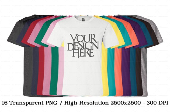 16 Colors Png Bella Canvas Male T-Shirt Mockup Set