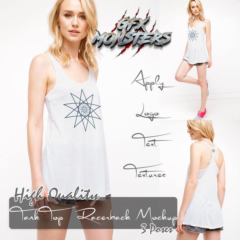 Download Girls Tank Top Racerback Mockup 3 Views Included Endless ...