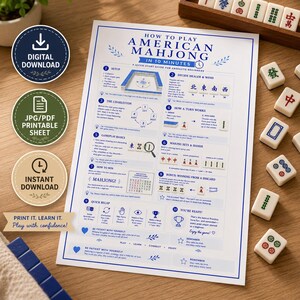 American Mahjong Quick Start Guide, Beginner Cheat Sheet (Instant Download)