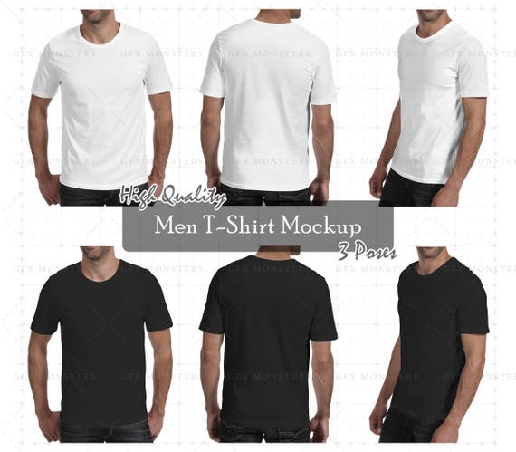 Download Men Tshirt Mockup PNG / PSD Front Back Perspective | Etsy