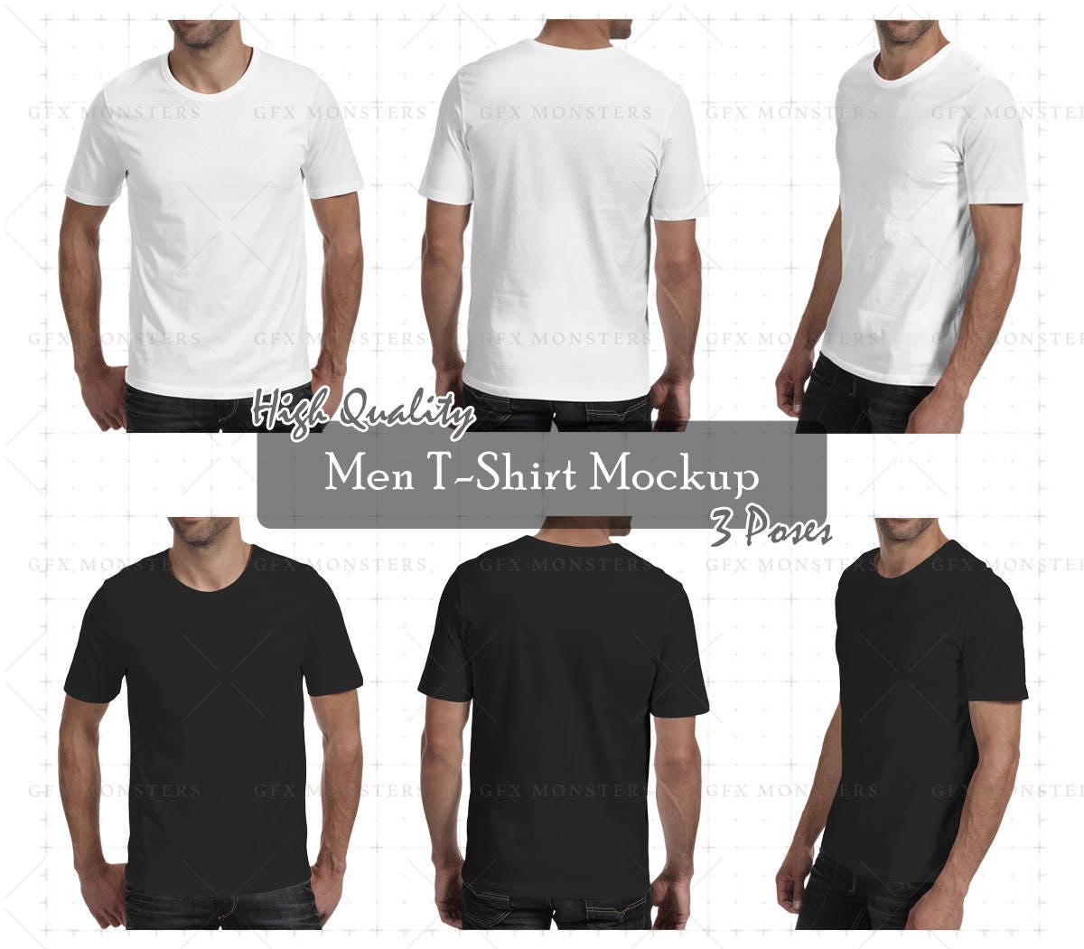 Download Men T Shirt Mockup Psd Front Back Perspective Png Psd Etsy