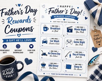 Buoni premio per la Festa del Papà, regalo stampabile per papà (download immediato)