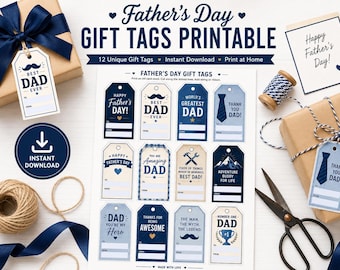 Etichette regalo stampabili per la Festa del Papà, messaggi per il papà (download immediato)