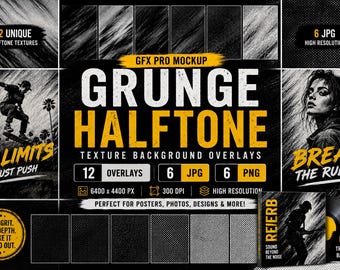 Grunge Halftone Texture Overlays, Distressed Photoshop Textures, Grain ...