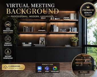 Sfondo virtuale moderno per ufficio – Sfondo professionale per riunioni Zoom (download digitale)