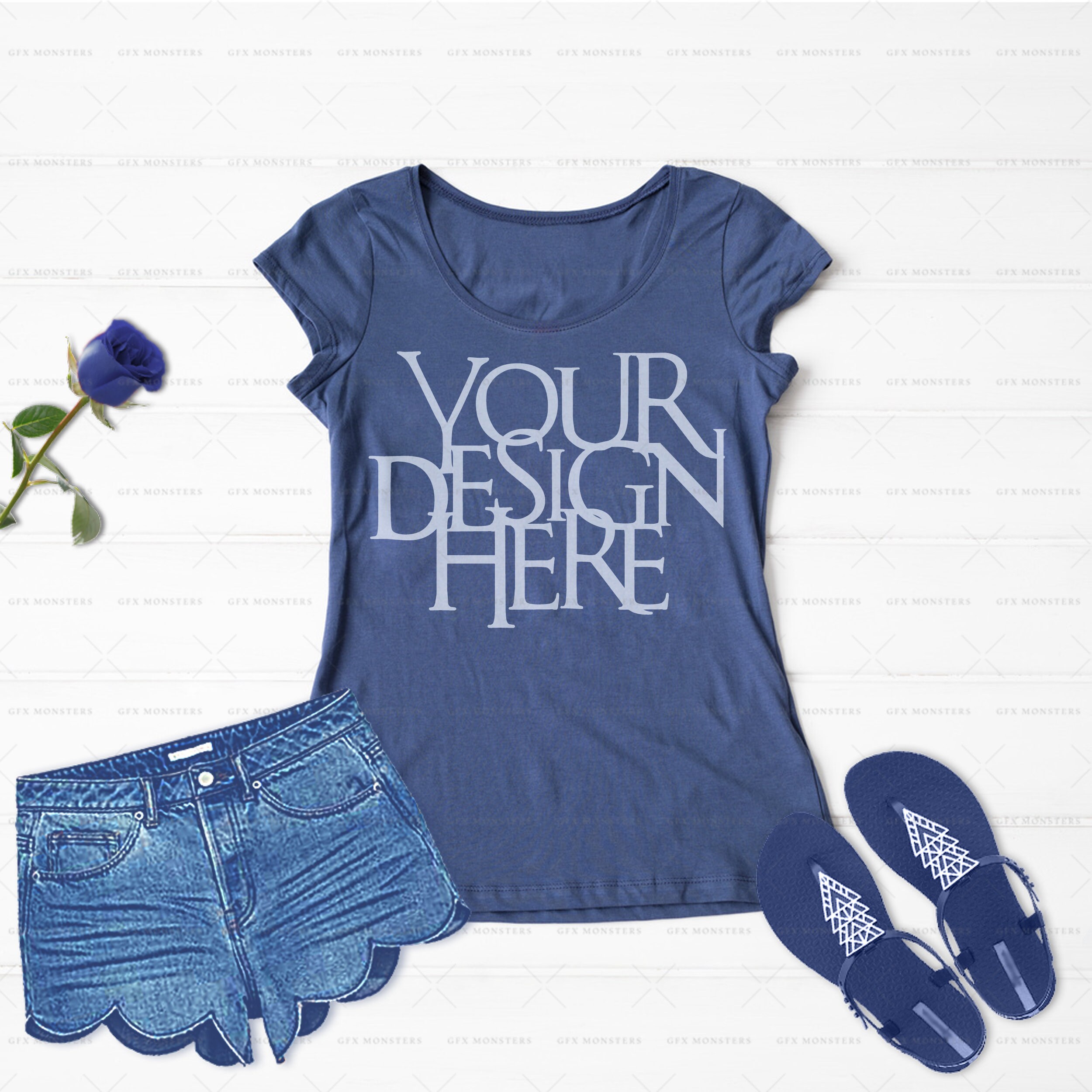 Download T Shirt Mock Up Png Jpg 2 Blue T Shirts With Without Etsy