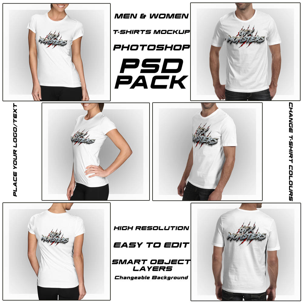 Download Men Women T Shirt Mockup Psd Bundle Pack Front Back Etsy